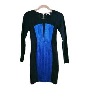 Tracy Reese Long Sleeve Colorblock Mini Sheath Dress Satin & Lace Women's 2